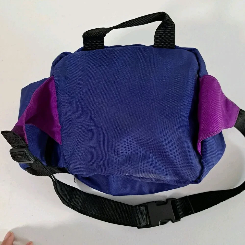 Vintage 90s Coleman Camping Hiking Streetwear Fanny Pack Waist Belt Blue Purple - Picture 2 of 4